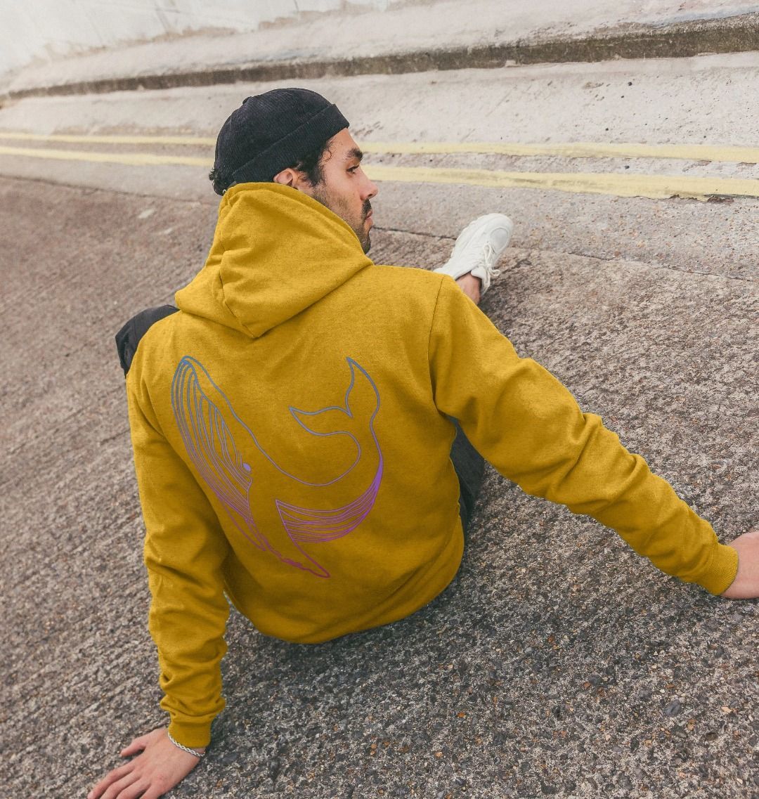 Sunflower Yellow Men's Remill Hoodie "Ocean in my veins" back