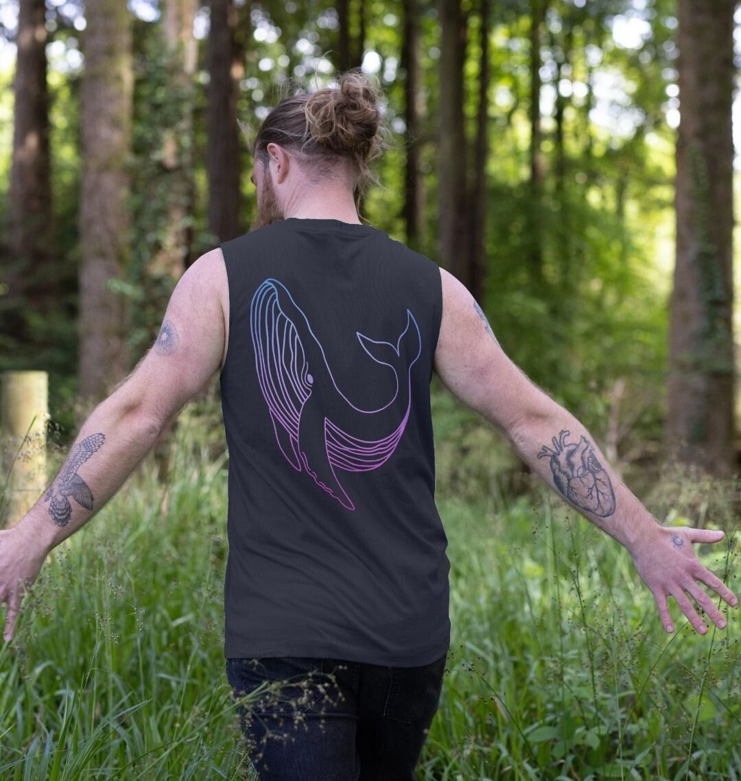 Navy Blue Men's Vest "Ocean in my veins" back