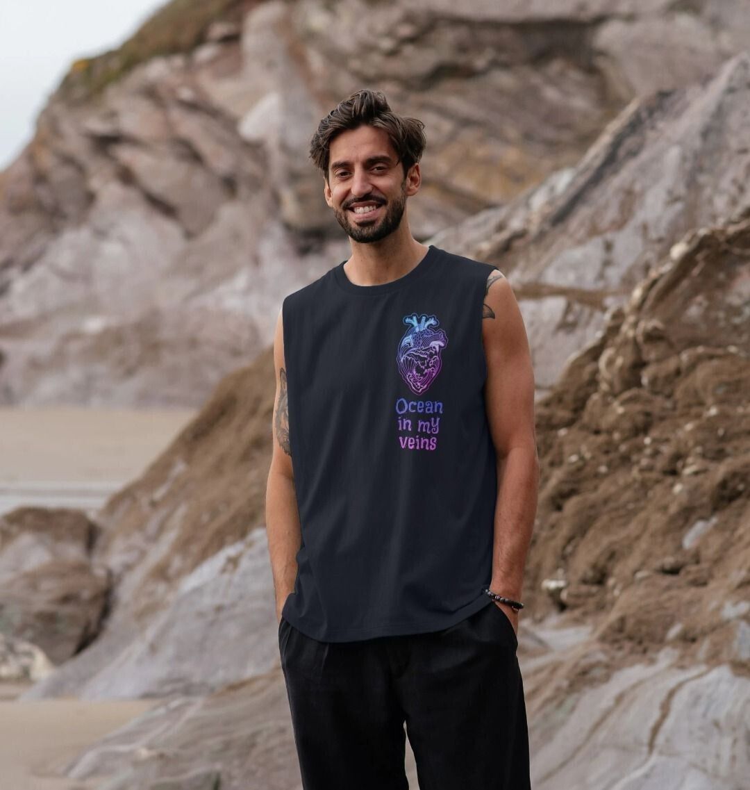 Navy Blue Men's Vest "Ocean in my veins"