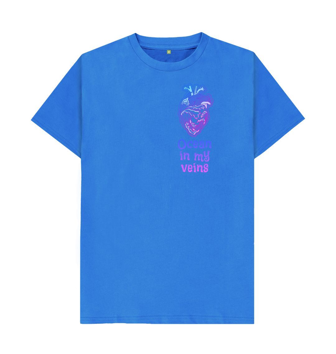 Bright Blue Men's Basic T-shirt \"Ocean in my veins\"