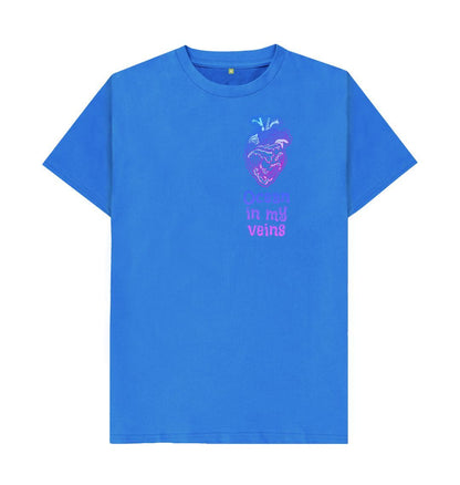 Bright Blue Men's Basic T-shirt \"Ocean in my veins\"