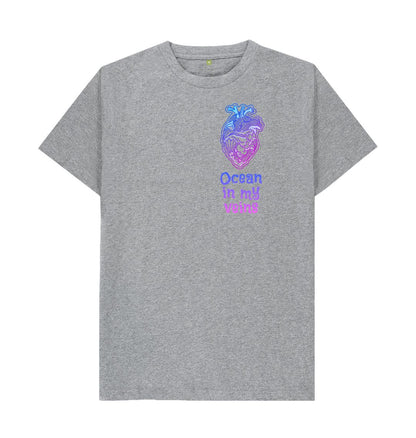 Athletic Grey Men's Basic T-shirt \"Ocean in my veins\"