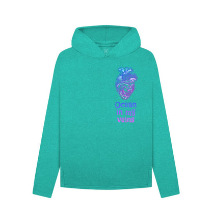 Seagrass Green Women's Redmill Fit Hoodie \"Ocean in my veins\"