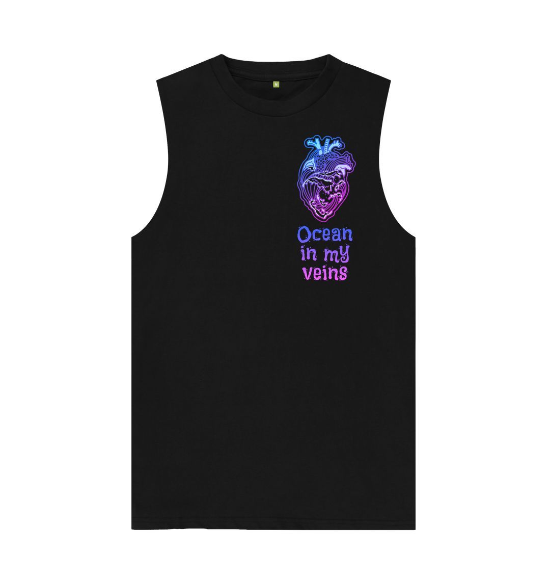 Black Men's Vest \"Ocean in my veins\"