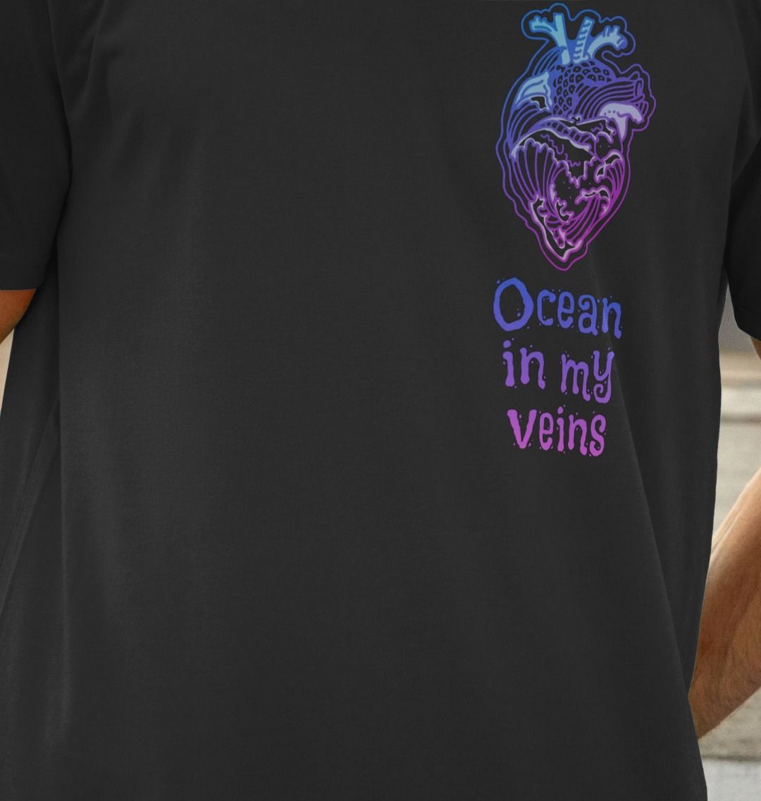 Black Men's Basic T-shirt "Ocean in my veins"