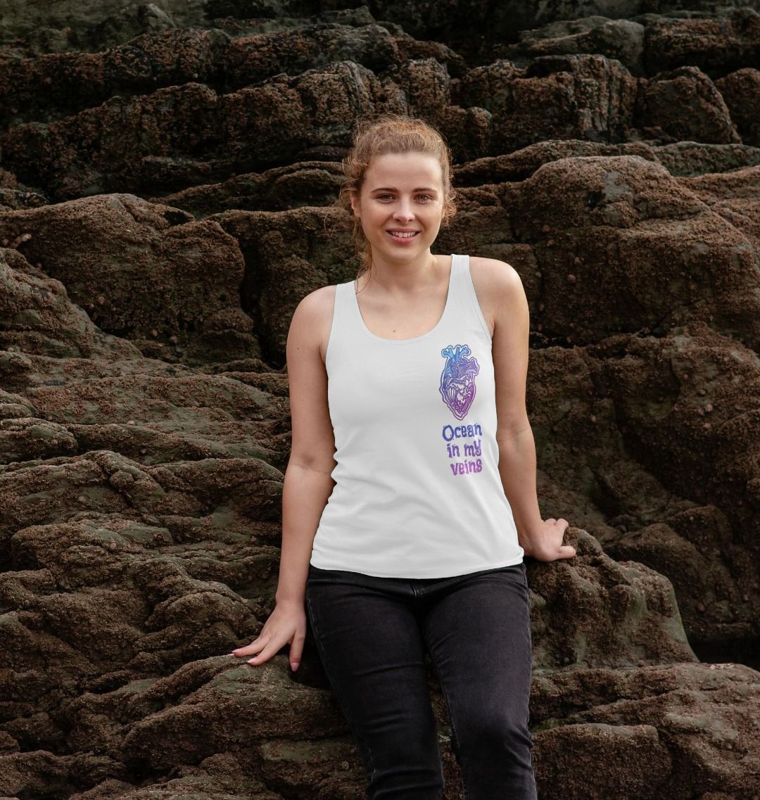 White Women's Vest "Ocean in my veins"