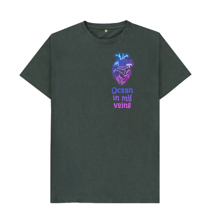 Dark Grey Men's Basic T-shirt \"Ocean in my veins\"