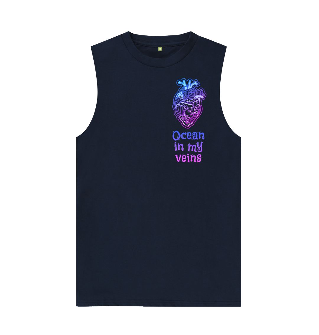 Navy Blue Men's Vest \"Ocean in my veins\"