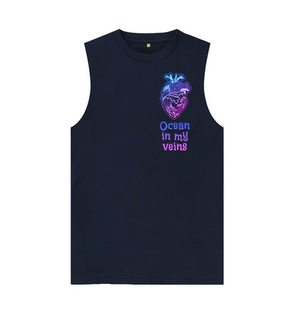 Navy Blue Men's Vest \"Ocean in my veins\"