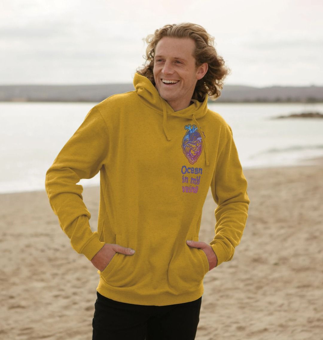 Sunflower Yellow Men's Remill Hoodie "Ocean in my veins"