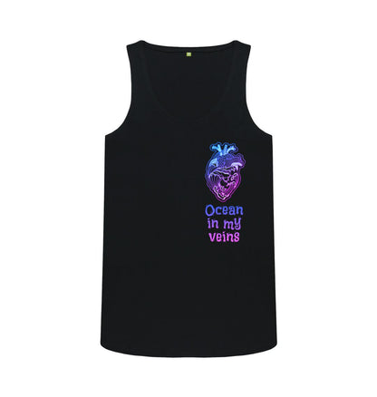 Black Women's Vest \"Ocean in my veins\"