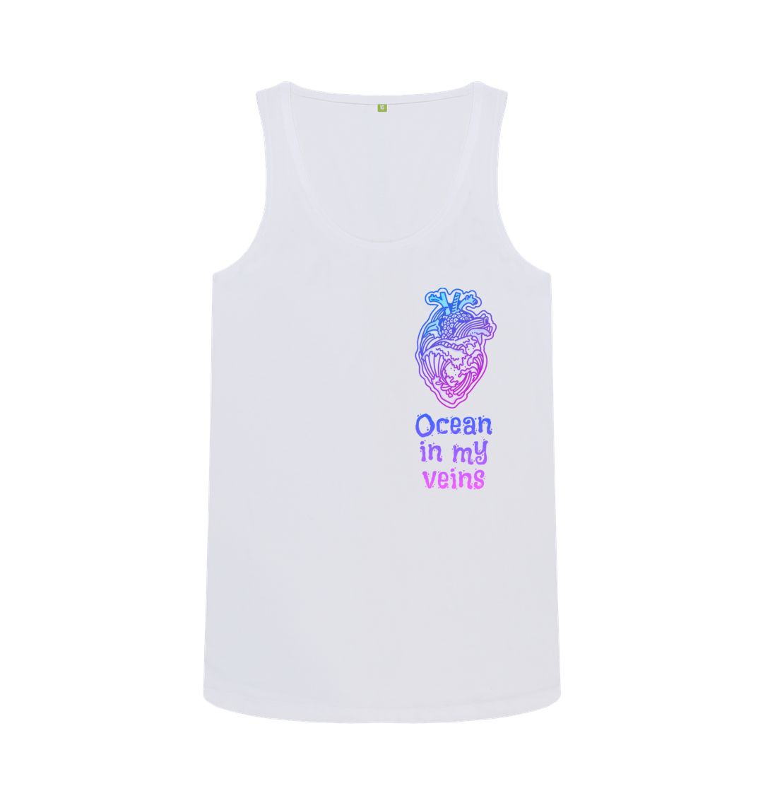 White Women's Vest \"Ocean in my veins\"