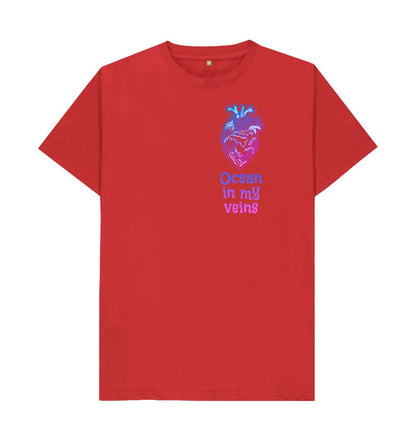 Red Men's Basic T-shirt \"Ocean in my veins\"